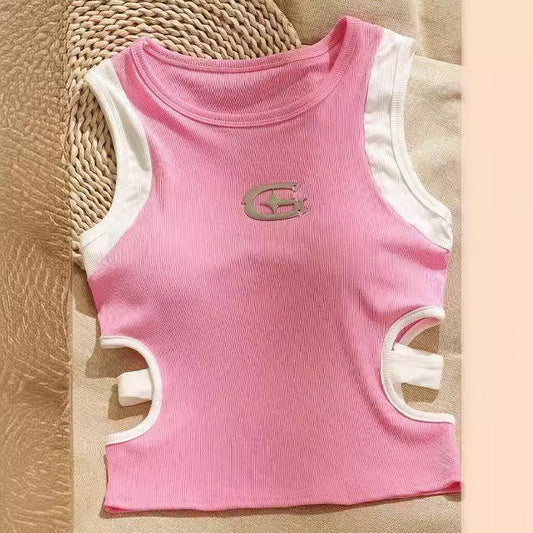 Design Sense Midriff Outfit Sleeveless Vest Slim Top For Women