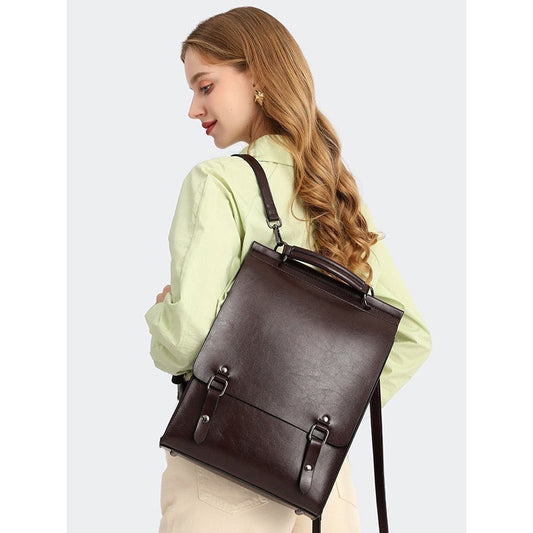 New Retro Leather Backpack Women's