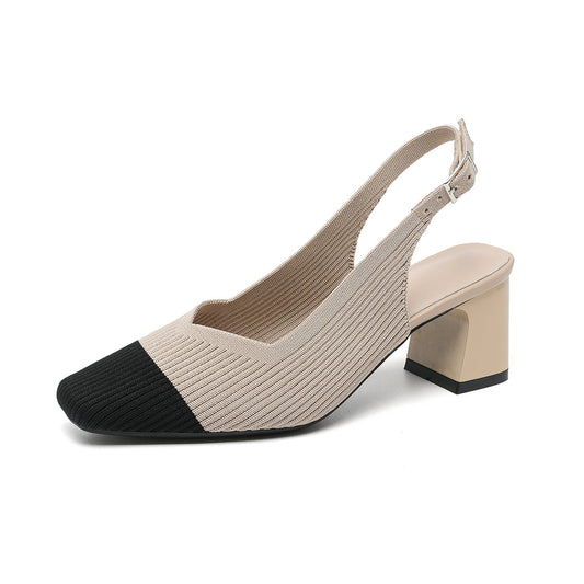 All-match Breathable Square Toe Cap High Heel Sandals