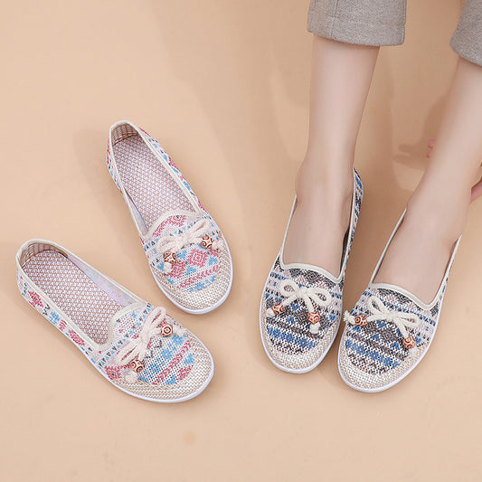 Scarpe da donna in tessuto cavo traspirante antiscivolo con suola morbida