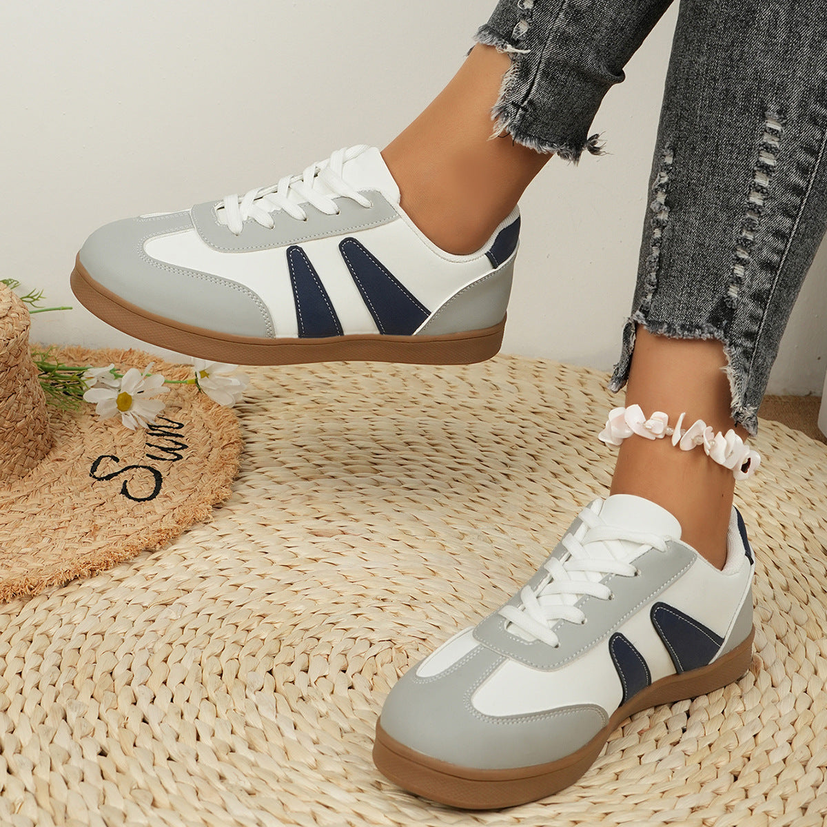 Scarpe casual basse colorblock alla moda da donna
