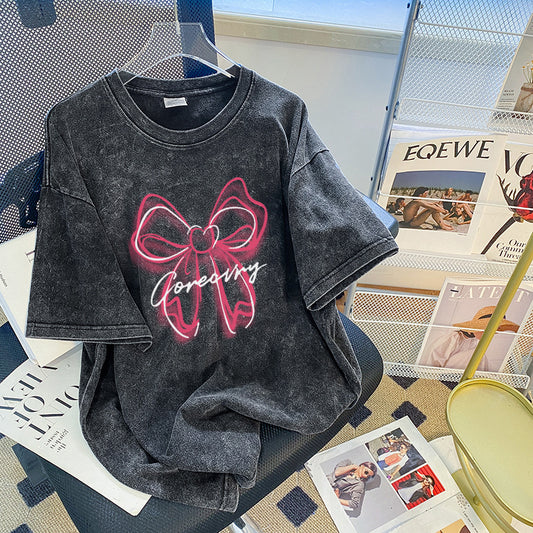 Damen Kurzarmshirt aus Baumwolle mit Rundhalsausschnitt