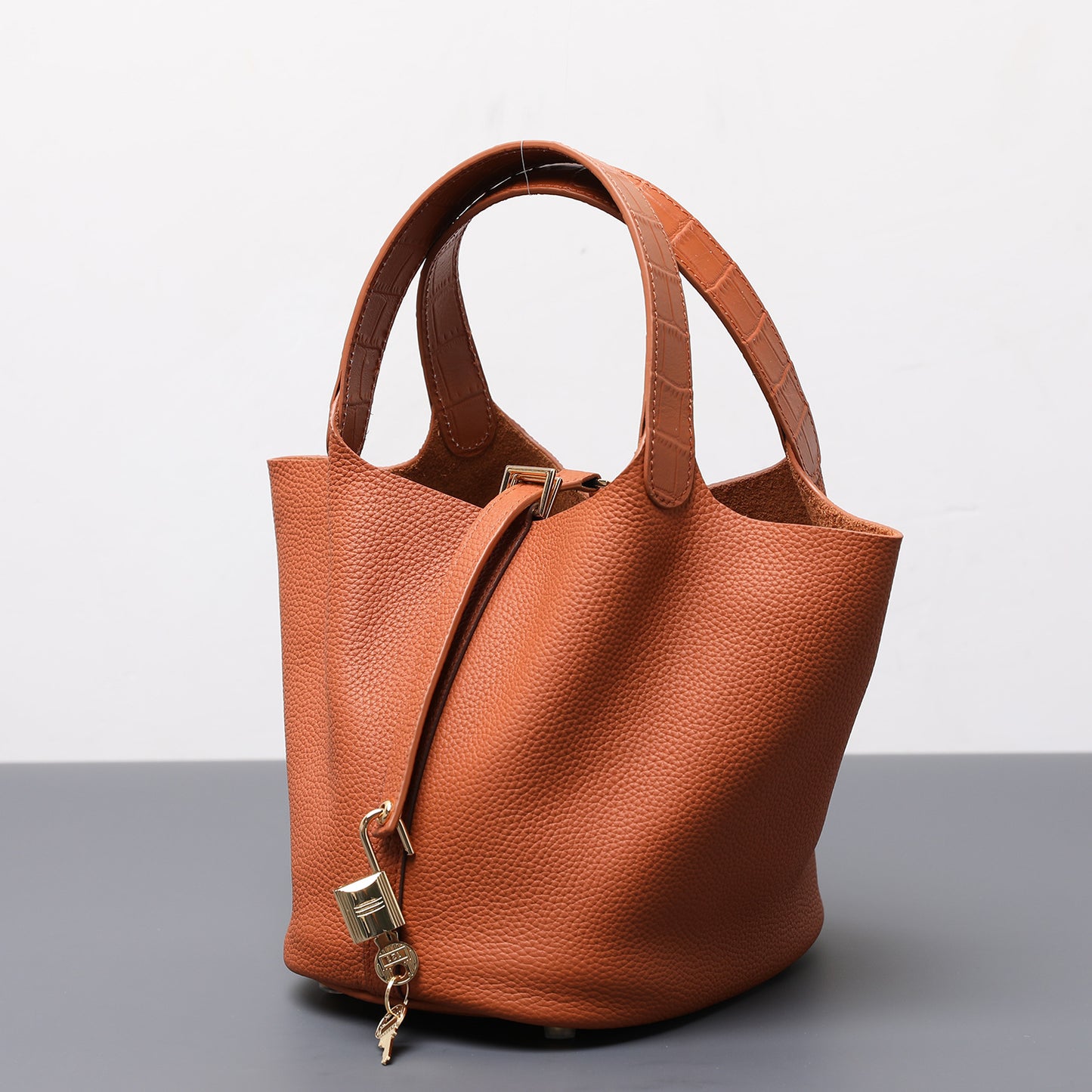 Cowhide Painted Vegetable Basket Portable Women's Bag Adjustable Shoulder Strap