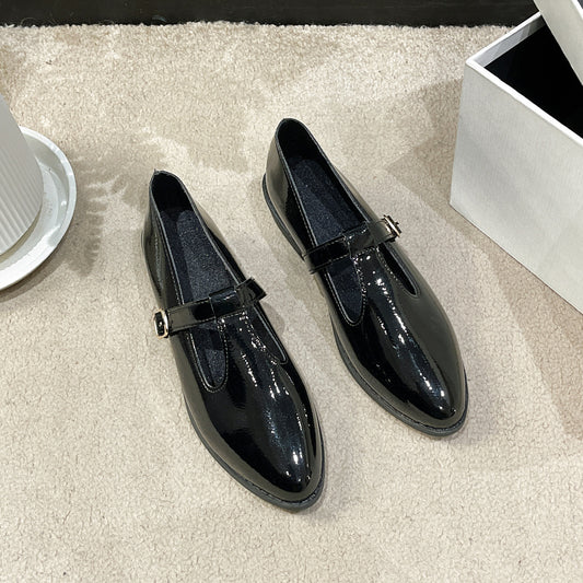 Scarpe col tacco alto corte a punta francese nere retrò da donna