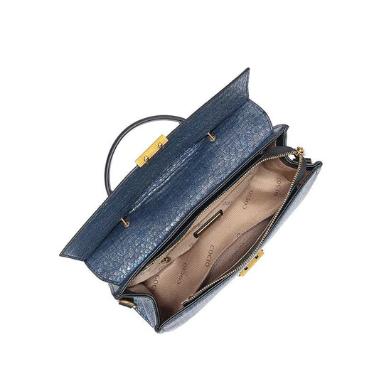 Blau mit Schlangenstruktur Handtaschen Damen High Sense