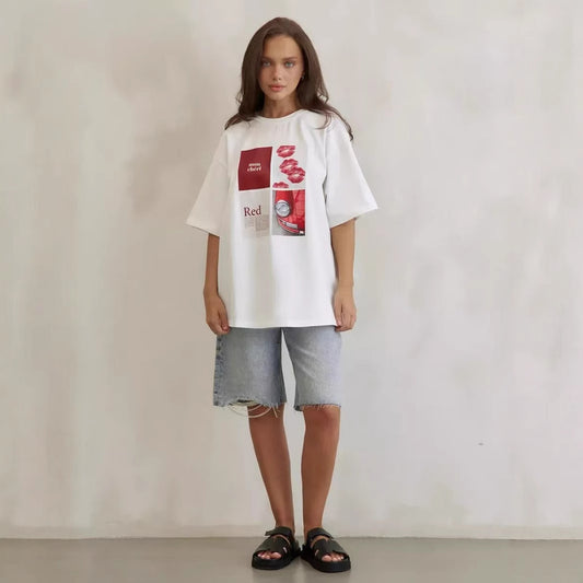 Top ampio con stampa incrociata all-match