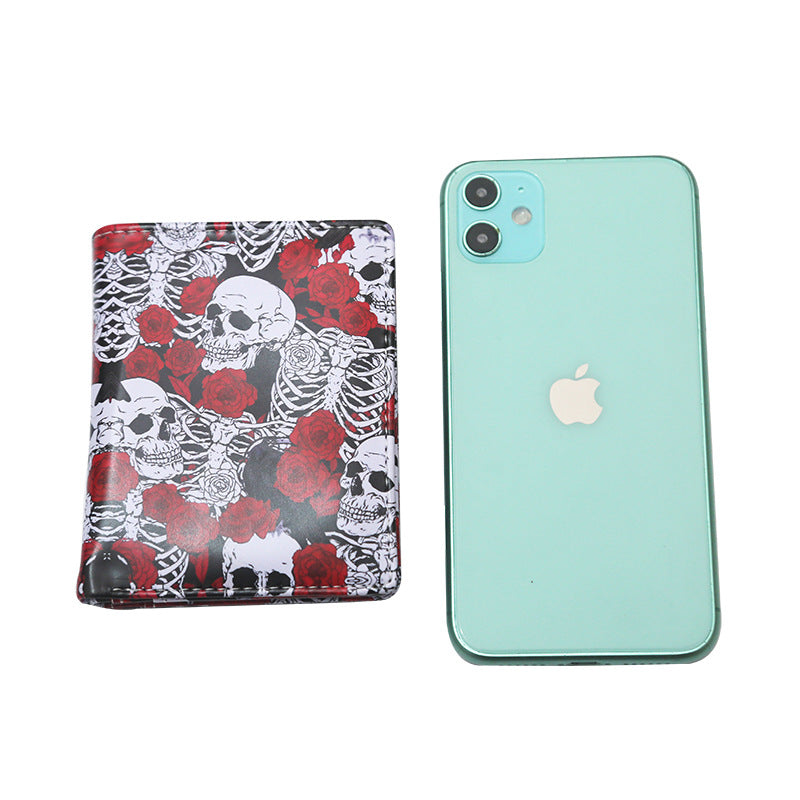 Vintage Skull Print Women's Zipper Wallet