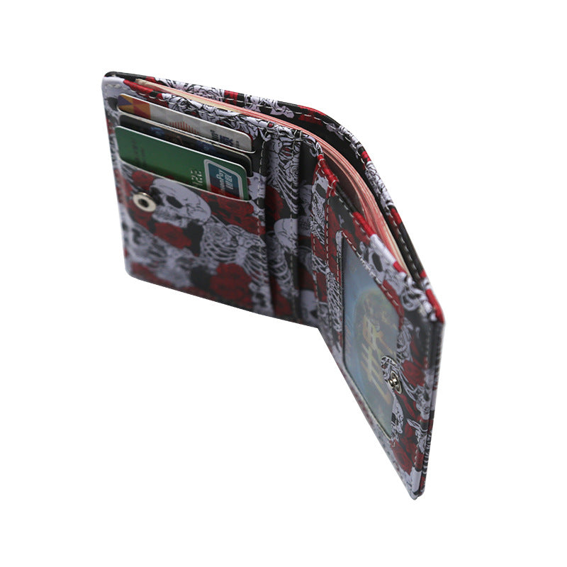 Vintage Skull Print Women's Zipper Wallet