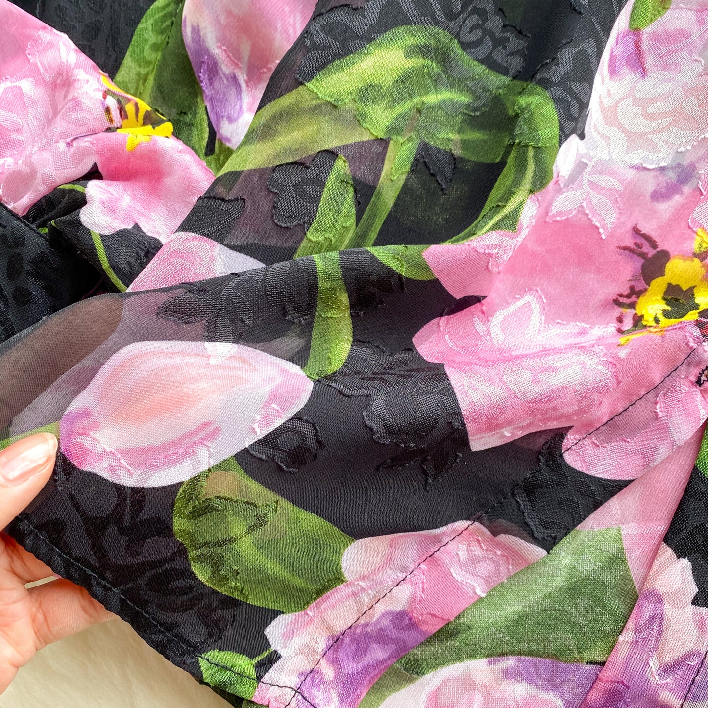 Camicia floreale in tulle retrò francese per donna estate