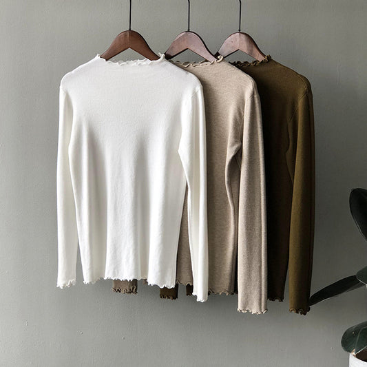 Top in maglia aderente in stile coreano da donna