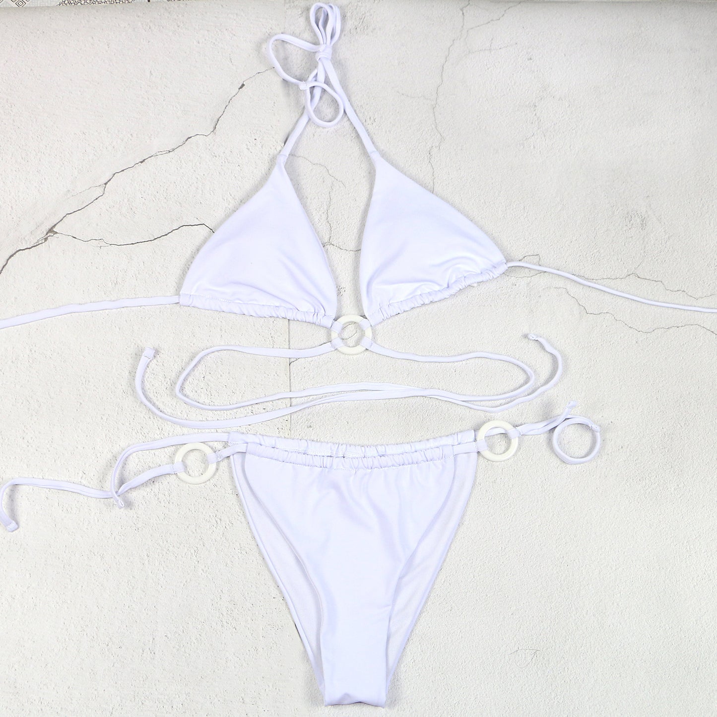 Bikini morbido a vita bassa, costume da bagno da donna con spacco, verde, arancione, nero e bianco