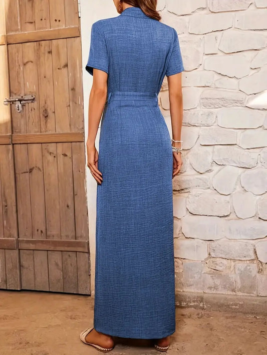 Abito casual in denim a maniche corte per donna