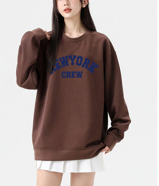 Maglione largo stampato in peluche per le donne