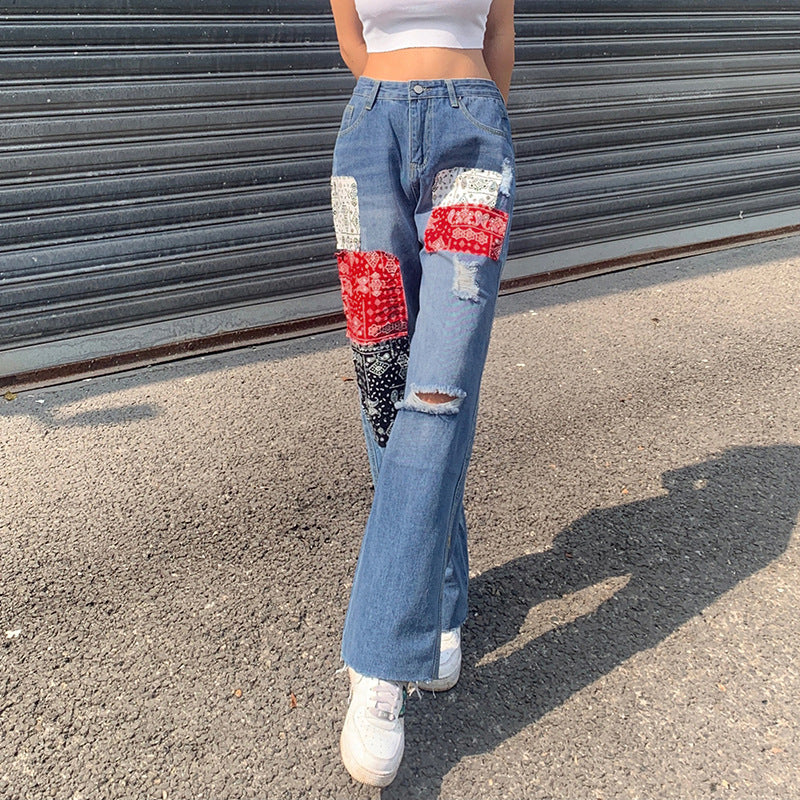 Pantaloni casual dritti strappati New Street da donna