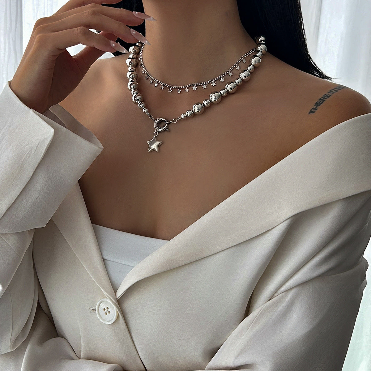 Einfache fünfzackigen Stern Legierung Anhänger Hals Zubehör Mode