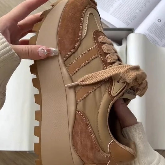 Scarpe da papà retrò da donna con suola spessa e piattaforma versatile