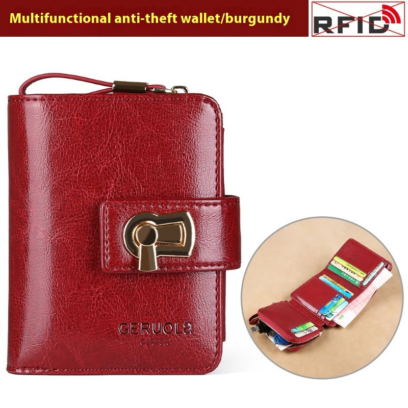 Women's Fashion Short Large Capacity Buckle Wallet