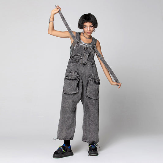 Salopette in denim di marca alla moda taglie forti