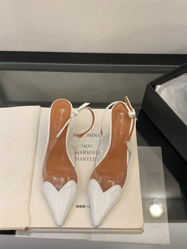 Damen Spitzschuh Transparent High Heels Schnalle