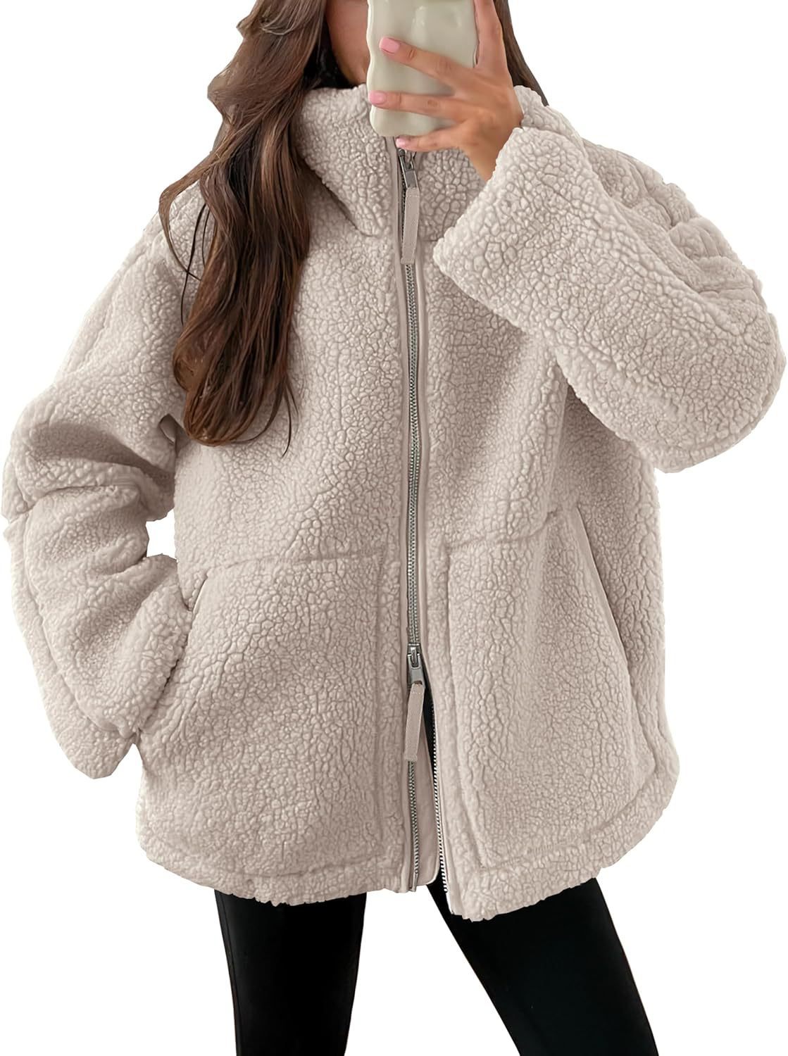 Fashion Solid Fleece Jacket Fall Spring Long Sleeve Women's Clothing