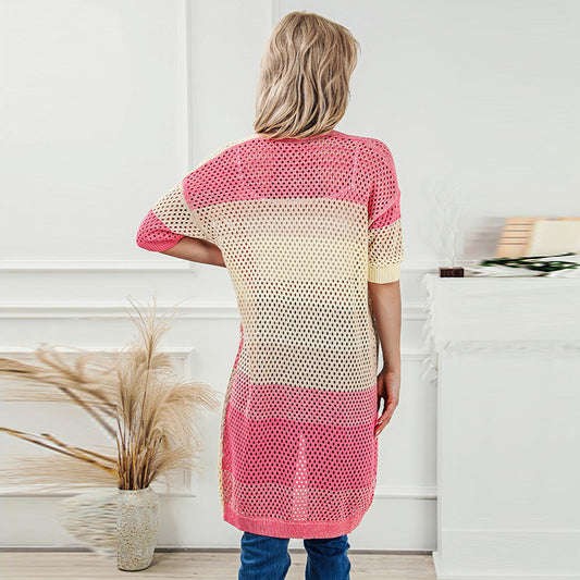 Copricostume da spiaggia lavorato a maglia con filo, stile casual e ampio, con protezione solare, abbinato