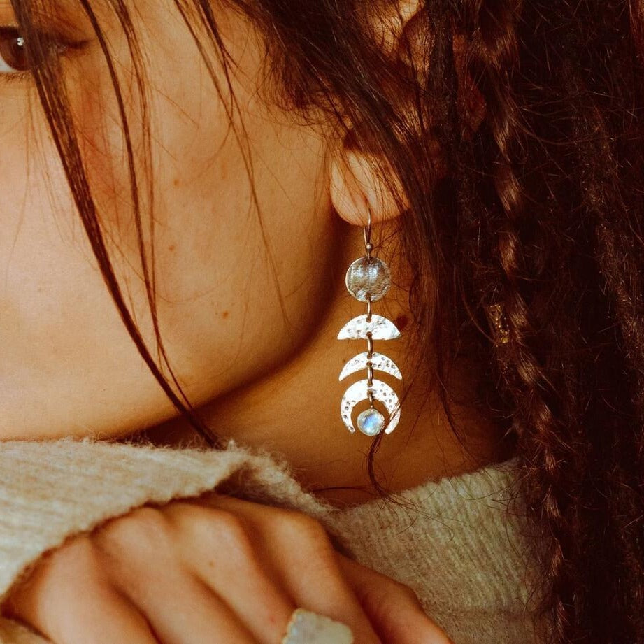 Retro-Stil Mondphase Mondstein Lange Damen Legierung