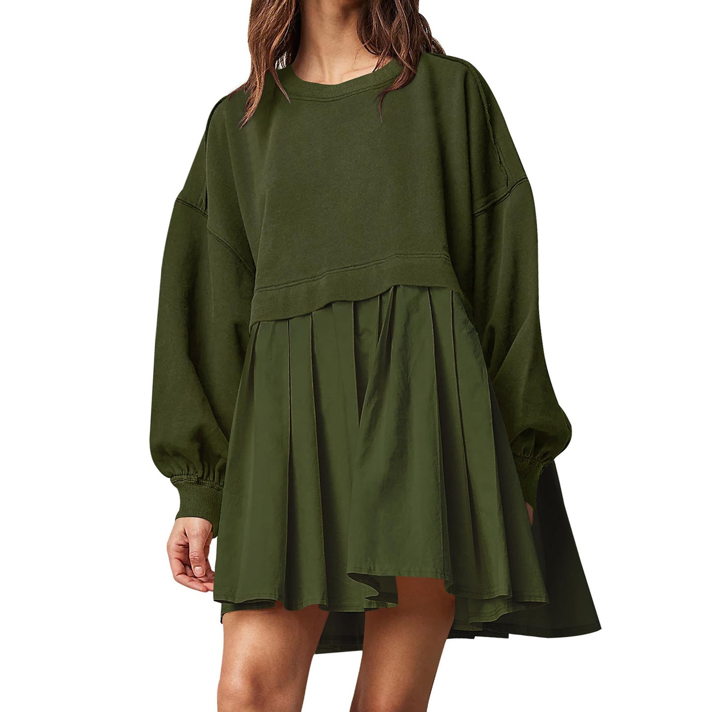 Abito in maglia autunno e inverno nuovo da donna finto due pezzi