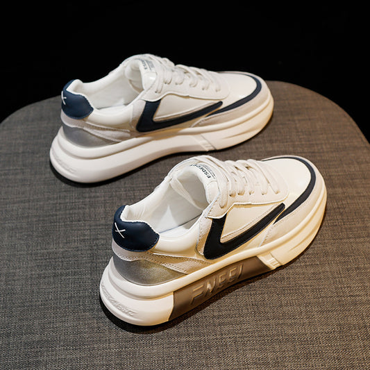 Scarpette bianche, scarpe con suola spessa, rete sportiva rossa