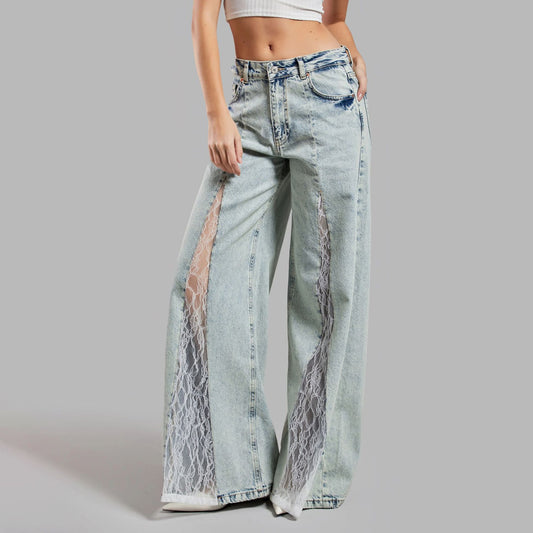 Jeans skinny con cuciture in pizzo da strada