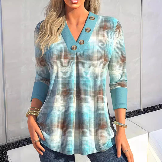 Maglietta con scollo a V alla moda da donna