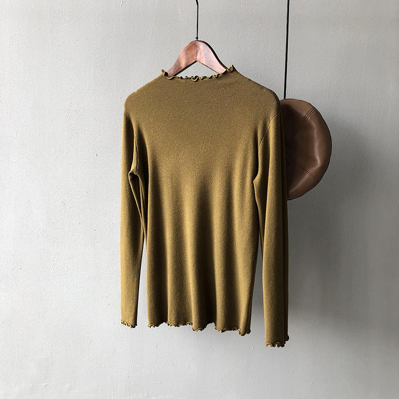 Top in maglia aderente in stile coreano da donna