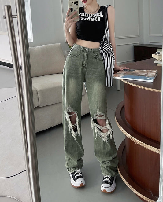 Pantaloni dritti retrò casual da donna, coordinati