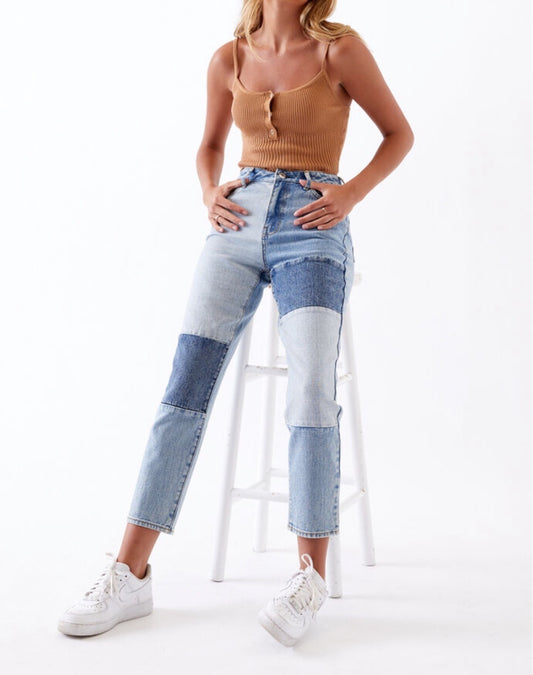 Retro Slim Straight Loose Jeans mit Baumwollnähten