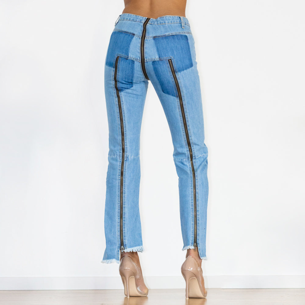 Shascullfites Women Split Straight Jeans