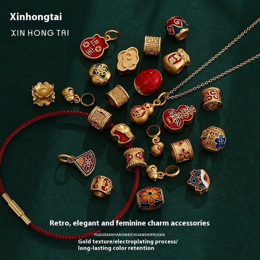 Bracciale con perline sciolte in oro francese antico, collana, accessorio fai da te fatto a mano, ciondolo