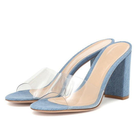 Europäische und amerikanische Mode Sandalen PVC Blockabsatz