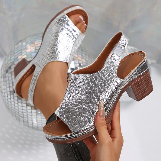 Damen-Sandalen mit dickem Boden und klobigem Absatz in Übergröße