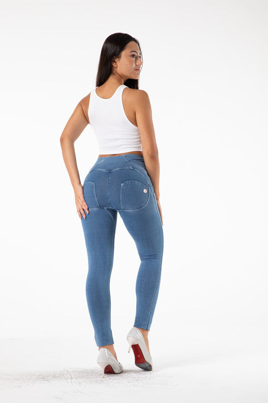 Jeggings Push Up, Jeans Palestra Azzurri, Leggings in Denim con Sollevamento del Sedere