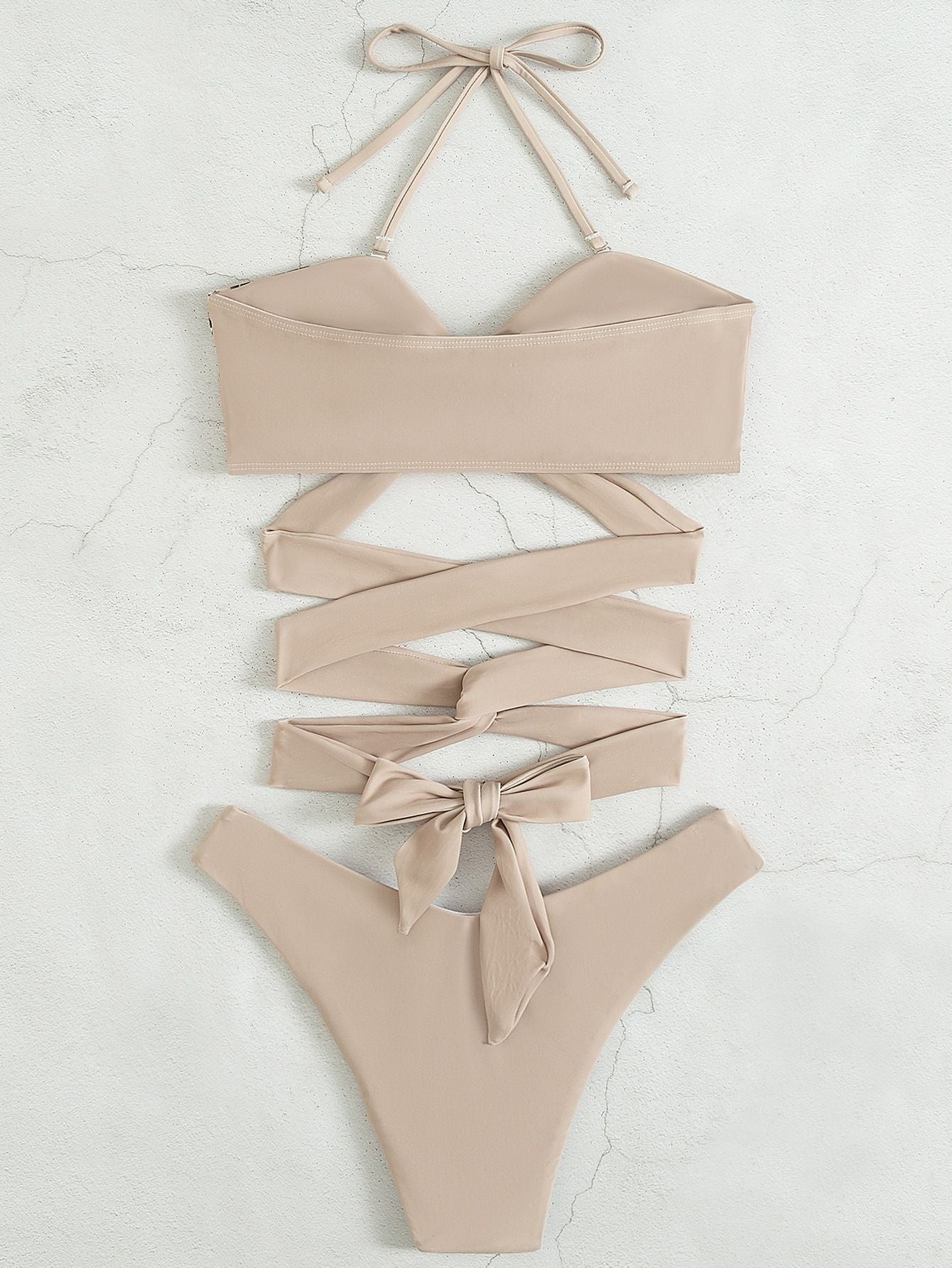 Sexy Bikini mit Schnürung und Schlitz für Damen