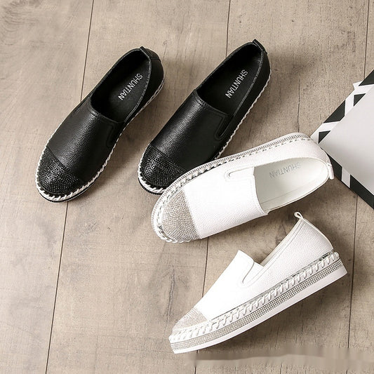 Weiße Schuhe für Frauen Slip-on Schwangere Frauen Loafers Dicke Sohle Alle-matching