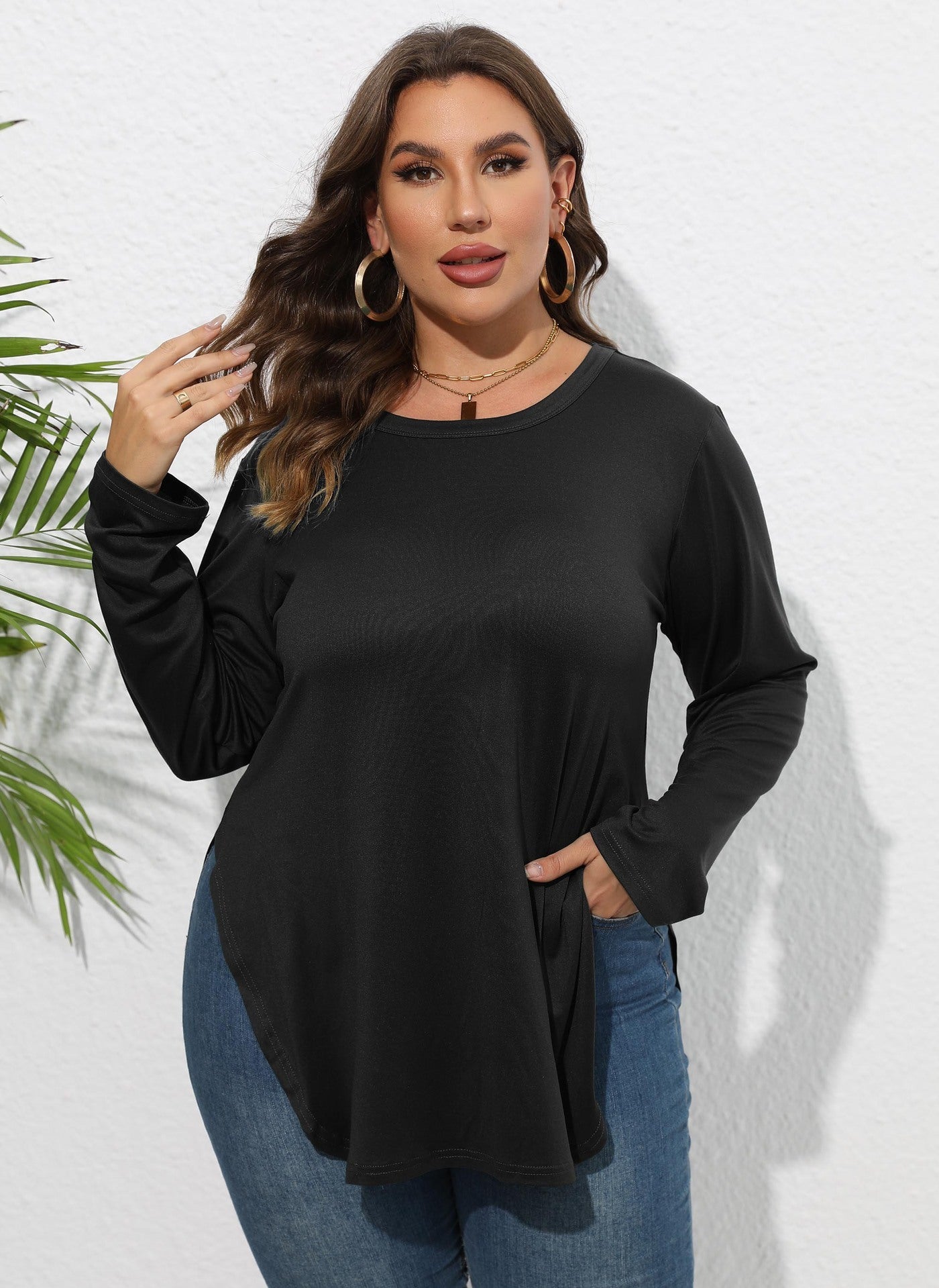 Long-sleeved Casual Irregular Bottoming Shirt
