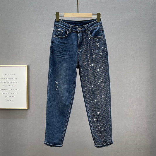 Lose Jeans frauen Baumwolle Elastische Hohe Taille Abnehmen