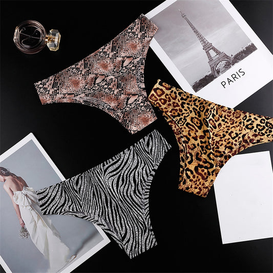 Biancheria intima senza cuciture in seta di ghiaccio stampata per donna con vita bassa