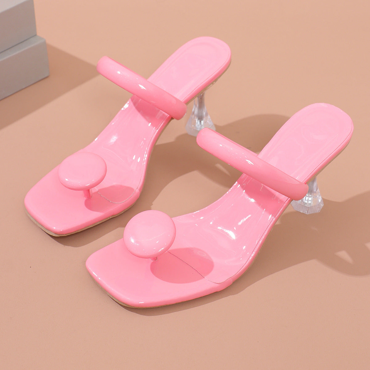 Pantofole con tacco alto di grandi dimensioni Pantofole da donna color caramella