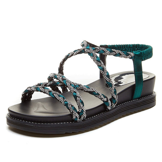 Sandali con cinturino in strass da donna, estate, nuovo stile, versione coreana