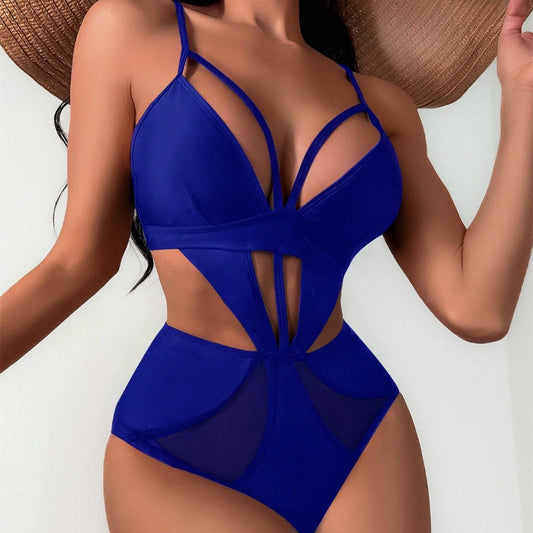 Costume da bagno intero europeo e americano in tessuto semplice da donna