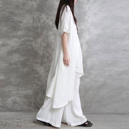 Tuta sportiva da donna in cotone e lino 2 pezzi