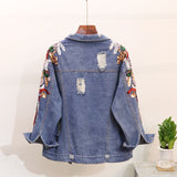 Giacca di jeans snellente con perline e paillettes ricamate, modello Loose Heavy Industry, da donna