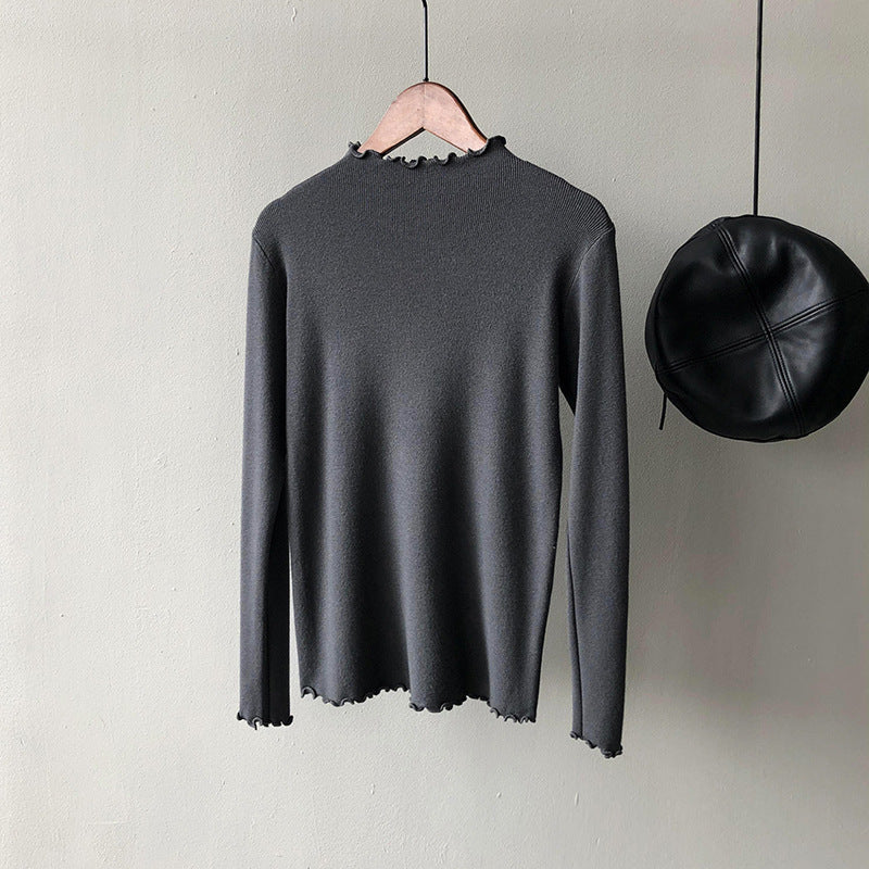 Top in maglia aderente in stile coreano da donna