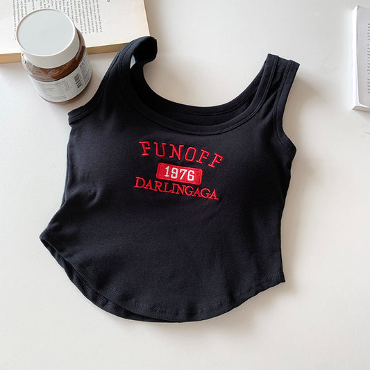 Base Tube Top Short Type Outerwear Top Retro Embroidered Strap Vest For Women